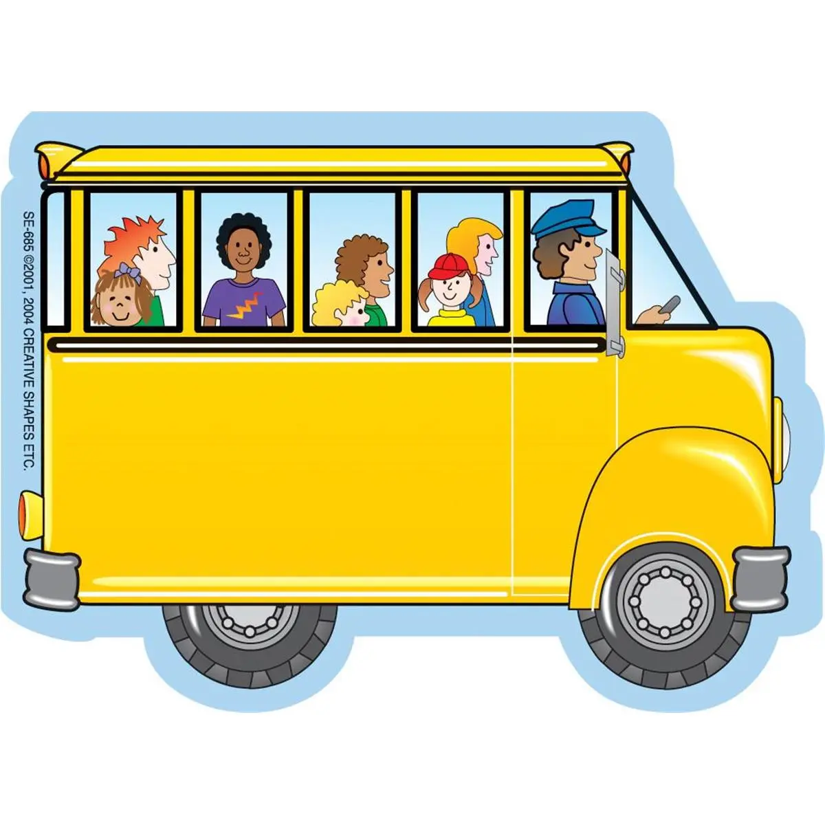 Creative Shapes Etc SE-0685 Die-Cut Mini Notepad, Bus Theme Design with Kids, 4.5x4 in & 3"x3", Acid-Free, 35 Sheets per Pack, for Children, Office Stationery