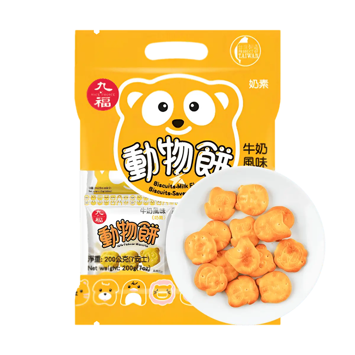 NICE CHOICE Taiwan Animal Shaped Cookies Milk Flavor 200g - Cute Kids Snacks
