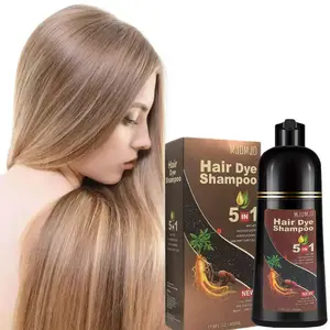 Light Brown  5-in-1 Hair Dye Shampoo, Fast Coloring & Long-Lasting Results, Covers Gray Hair in Minutes, Natural Hair Color Shampoo for Women & Men, Suitable for All Hair Types