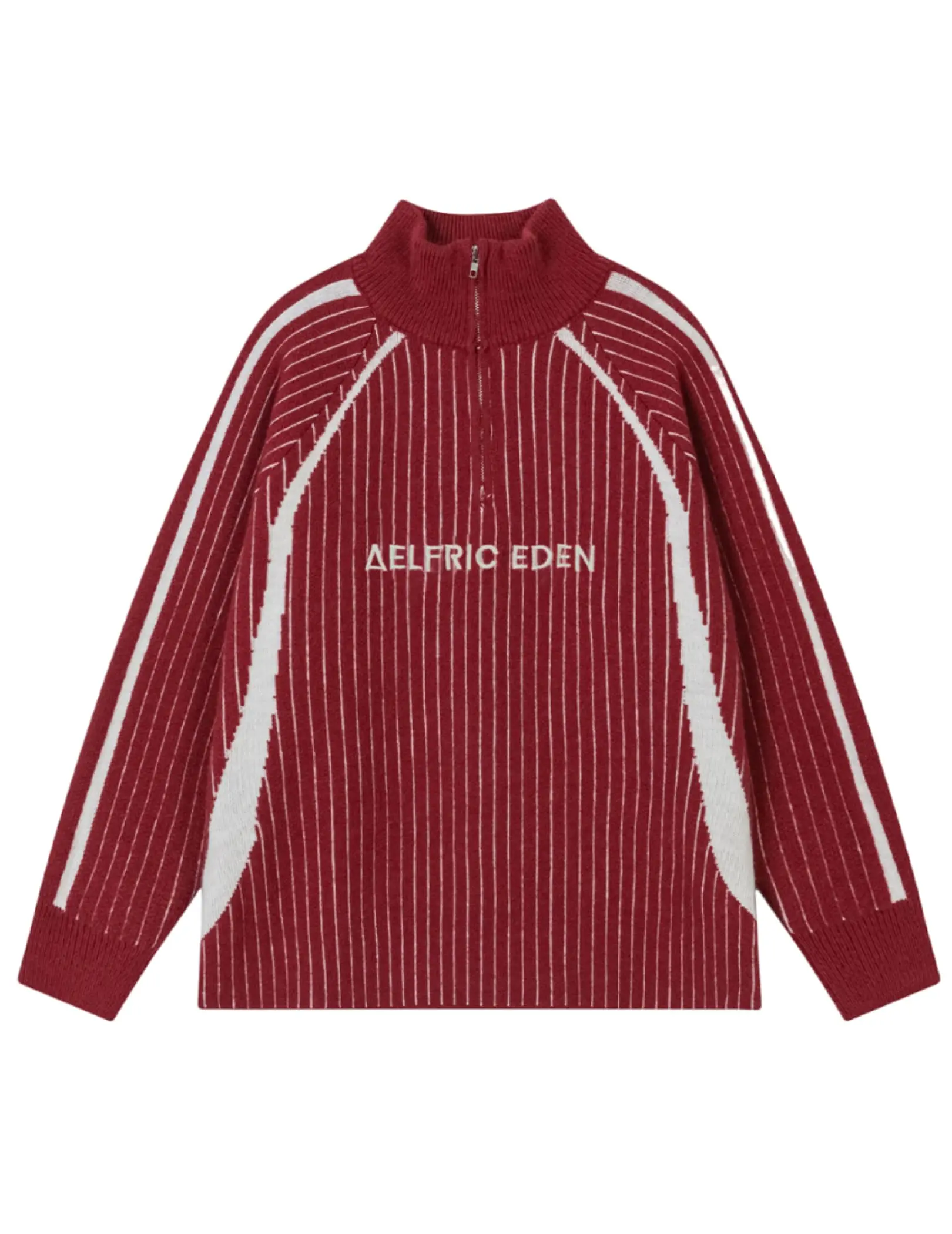 Aelfric Eden Vintage Striped Quarter Zip Sweater Women's Soft Comfortable Ribbed Knit Long Sleeve Drop Shoulder Pullover Y2K Fall Outfits