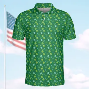 Style St Patricks Day Spring Clover Printed Golf Polo Shirt Fan-Made Short Sleeve Outdoors
