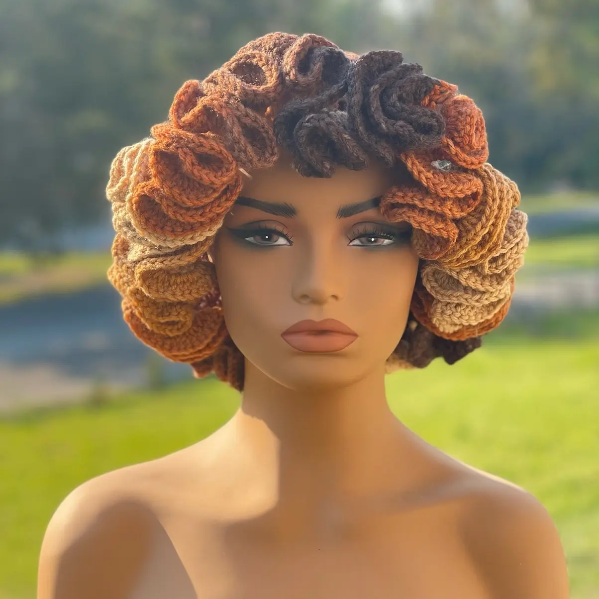 Latte/Fall Crochet Ruffled Bucket Hat