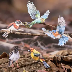 20 Sheets/bag Sticker Pack, Forest Bird Shadow Series Decorative Material, Hand Account Stationery Water Bottle Multi-Scene Decoration