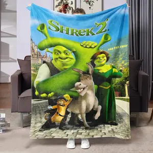 Shrek 2 Flannel Blanket, Soft and Cozy, Features Shrek and Fiona Characters, Perfect Gift for Shrek Fans, Home Decor