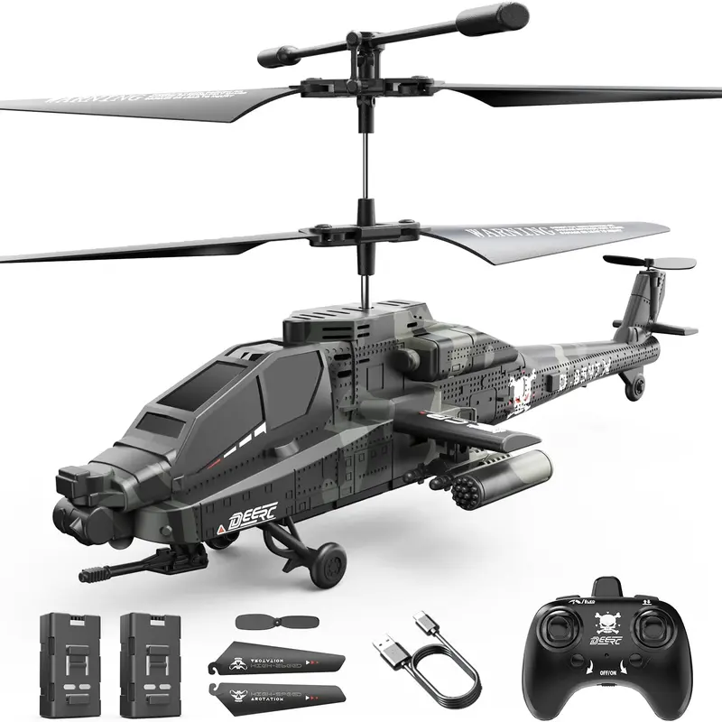 DEERC Remote Controlled Helicopters for Beginners Ages 12+ - 2.4GHz RC Toy Aircraft with LED Lights, Altitude Hold, Emergency Stop, 26-min Flight Time, 2 Separately Packed Rechargeable Batteries, Charging Cable, Durable PVC-Free Design, Cool Boy Gifts