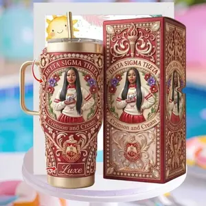 Delta Sigma Theta Crimson and Cream Luxe 40oz Tumbler