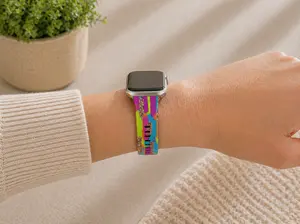 Colorful Neon Watch Band – Bright Abstract Silicone Watch Strap – Fun Trendy Watch Band for Women