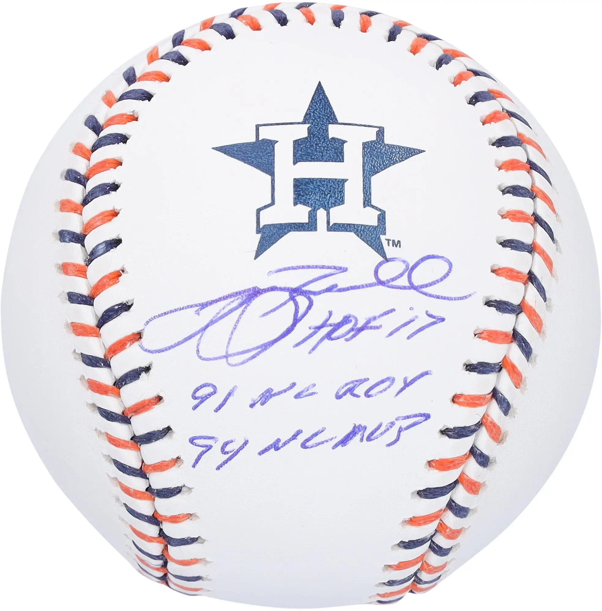 Jeff Bagwell Houston Astros Autographed Team Color Laces Baseball with Multiple Inscriptions - Limited Edition of 5 - Fanatics Authentic Certified
