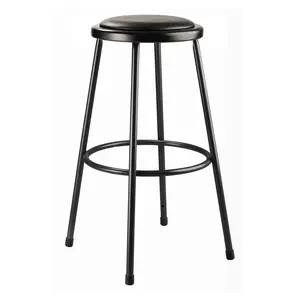 National Public Seating  30 in. Heavy Duty Vinyl Padded Steel Stool, Black