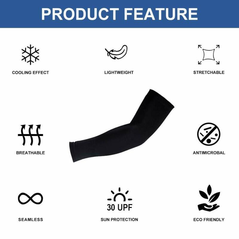 Cooling Arm Sleeves - 5 Pairs Breathable UV Sun Protection Sports Arm Sleeves for Women Men & Youth in Black