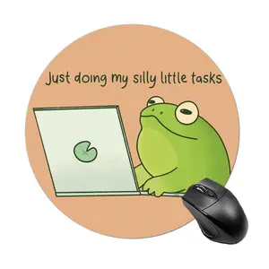 Cute Frog Design Mouse Pad, Round Mouse Pad, Non-slip Rubber Mouse Pad, Computer Mouse Pad, Desk Accessories, Office Gift