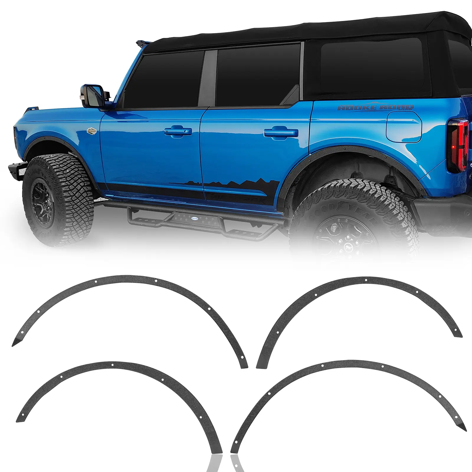 Hooke Road Heavy Duty Steel Fender Flare Delete Kit for 2021-2026 Ford Bronco 4-Door (Excluding Heritage, Everglades, Heritage Limited, Stroppe, Raptor Models) - Bronco 21-26 Fit, Precise Cut, Complete Look