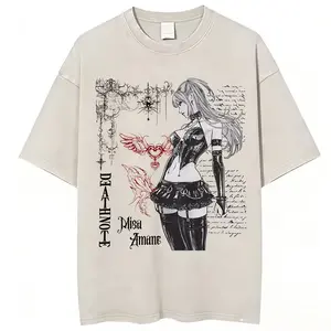 Vintage Acid Washed Anime Death Note Ryuk Yagami Light T Shirt Men Women Cotton T-shirt Fashion Short Sleeve T-shirts Streetwear 9