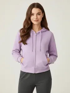 Womens Cropped Zip Hoodie Sweatshirt Long Sleeve Hooded Sweatshirt Basic Workout Casual Pullover Womenswear Light