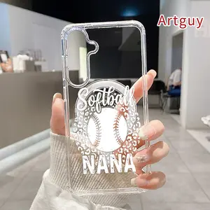 Softball Nana Dream Pattern Magnetic Phone Case for Samsung Galaxy S26 Edge S23 Ultra S24 Plus FE S25 S22+ Anti-Yellowing Shockproof Lightweight Transparent Acrylic Large Hole Soft Cover Supports Wireless Charging