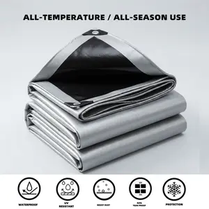 Waterproof Tarpaulin, UV Protection, Silver/, 12mil, Multi-Use for Pool, Camping, Car, Roof, Tent, Boat, Durable, Tear-Resistant, Waterproof Tarp Cover