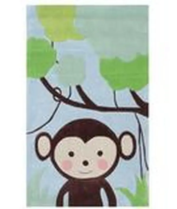 The Rug Market 74015B Poly-Acrylic Area Rug - 2'8x4'8, Bright Innovative Design with Animals, Monkey Motif, Child Cartoon Graphic, Easy Cleaning, Children’s Space Kid Room Decor, Child Cartoon Graphic Area Rugs