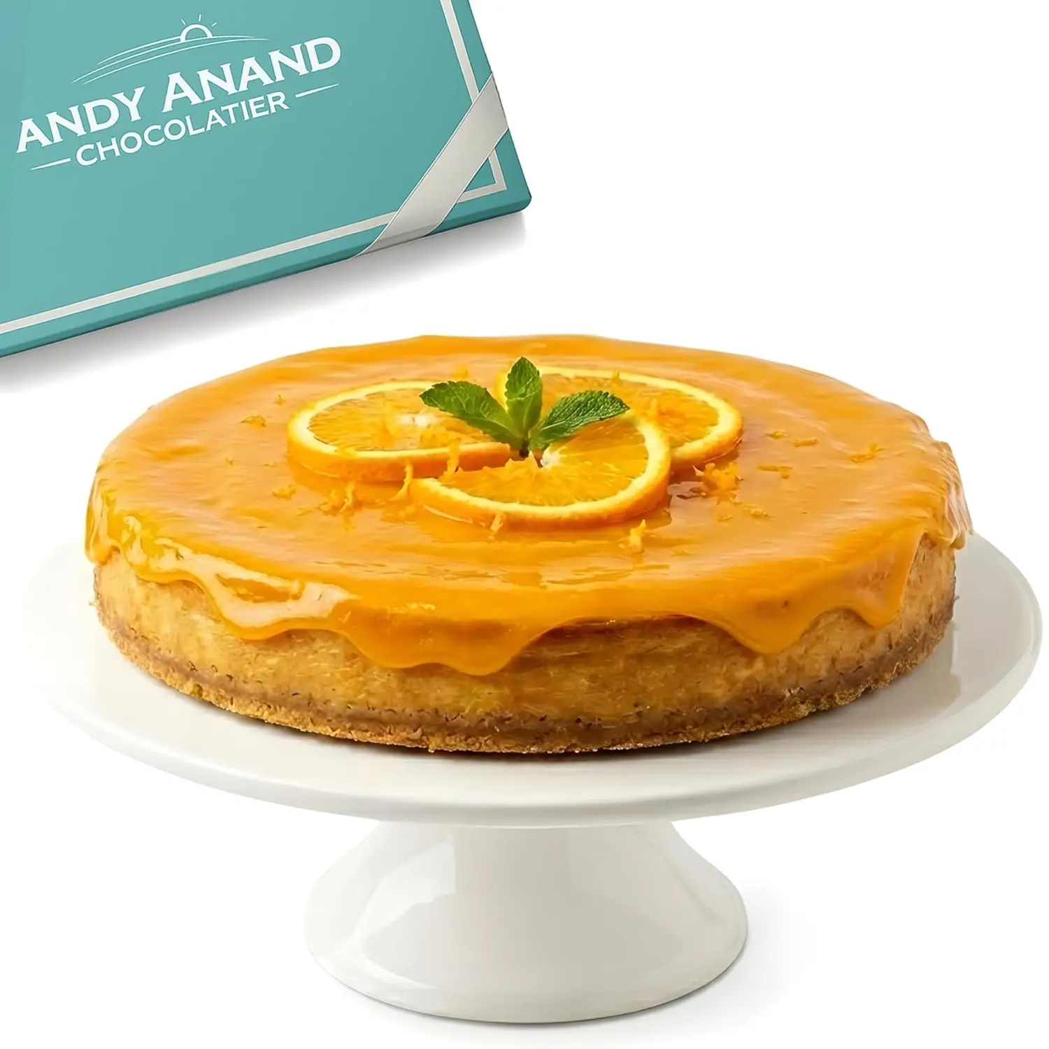 Andy Anand Sugar-Free Orange Cheesecake, 9-Inch, 2.6 lb – Diabetic-Friendly, No Preservatives, Fresh California Cream Cheese, Birthday Gift