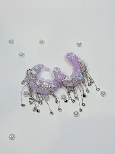 Half Moon full of crystals DIY Crystal Pendant Beading Material for Necklace and Bracelet Craft Adding a Dreamy and Sparkling Touch DIY Diamond bead phone charm silicone pick charm bead pen sale