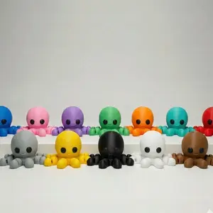 Flexy Octos! 3D Octopus Figurine Handmade Eco-Friendly PLA Desk Décor Quirky Collectible Gift Compact Size Green Color Option Lightweight Plastic Unique Designed Desk Ornament for Office or Shelf