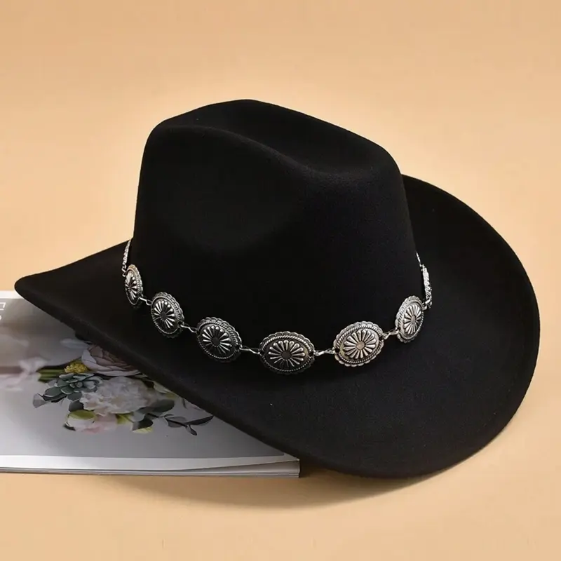 Men Women Western Cowboy Suede Hat Wide Brim Sunhat Party Travel Outdoor Cap Classical Retro