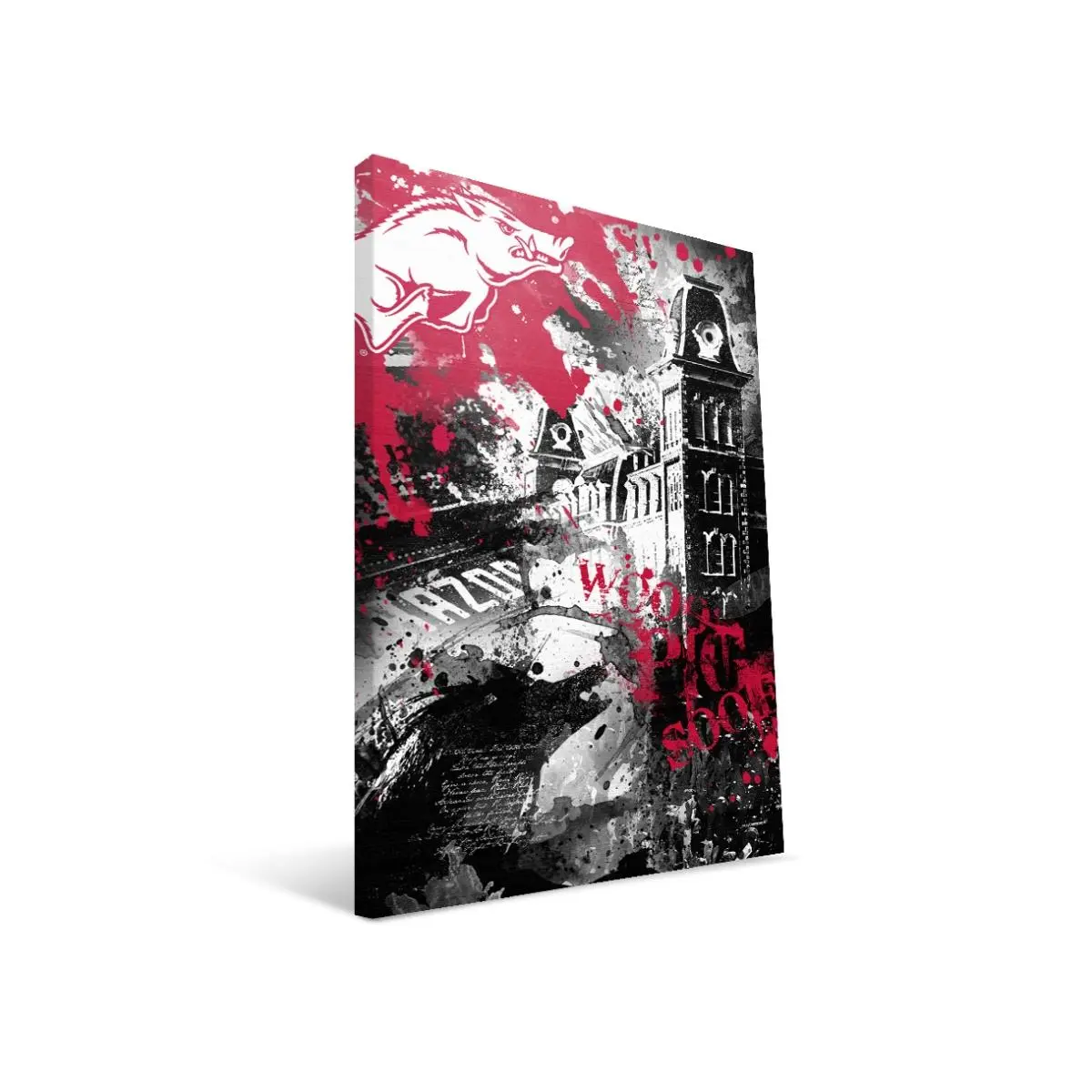 212 MAIN Hangable Abstract Artistic Decorative Prints - Arkansas Spirit Collage Wall Photo, 24x36 in Ready-to-Hang Home Decoration for Razorback Fans' Rooms