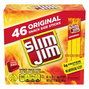 Slim Jim Smoked Meat Sticks, Original Flavor, 6g Protein Per Serving