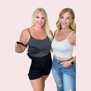 Zenana Ribbed Mineral Wash Tank Brami with Removeable Pads & Adjustable Straps 6297, Soft Stretchy Comfort Knit Fabric, Cropped Bralette, chic