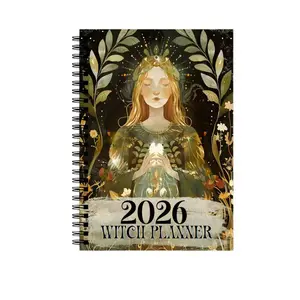 2026 Wizard Planner Notebook, Vintage Illustrations, Monthly Calendar, Plan Book, Cross-Border in Stock, Retro Design, Organize Your Life