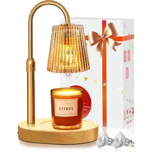 Candle Warmer Lamp with Timer Dimmer Adjustable Height, Electric Wax Melts Warmer for Jar Candles, Birthday Christmas House Warming Gifts for Women Mom, New Home Bedroom Decor with 2 Bulbs