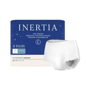 INERTIA Organic Cotton Period Underwear L Size 8 Pcs - Korean The Prism Series, 360° Fit, High Absorbency, Night Use
