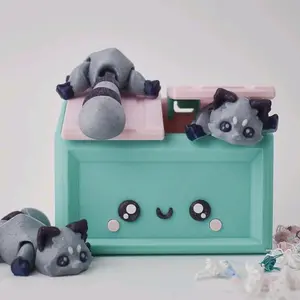 High-Quality 3D Printed Raccoons in a Dumpster Decoration Figurine