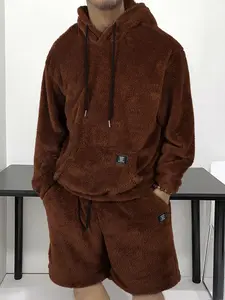 Men's Hooded Sweatshirt & Shorts Set, Fresh New Arrival Must-Have, Casual Long Sleeve Fitted Design Suit