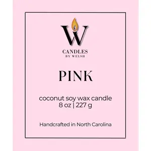 PINK Candle | Coconut Soy Wax | Candles by Welsh