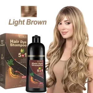 Instant Light Brown Hair Dye Shampoo 5 in 1, Herbal Coffee Hair Color Shampoo For Men Women, Long lasting & Easy to Apply Light Brown Hair Dye 17.6 Fl Oz