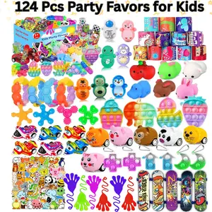 124 PCS Kids Party Favors Bulk Set, Easter Basket Stuffers, Birthday Toys, Classroom Prizes Toys, Pinata Fillers Carnival Rewards Gifts for Boys & Girls Ages 4-12- Easter Gift