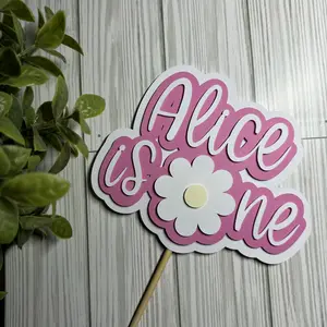 Custom Age Cake Topper - Birthday Cake Topper With Personalized Name and Age - White & Pink Theme - 3D Custom Cardstock Toppers for Birthdays & Parties