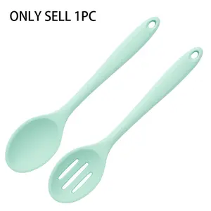 Silicone Cooking Spoon & Slotted Spoon ,  Heat Resistant Non-Stick Kitchen Utensils, BPA Free & Dishwasher Safe,No More Scratched Pans! Child Food Spoon, Salad Spoon,Ideal for Daily Use