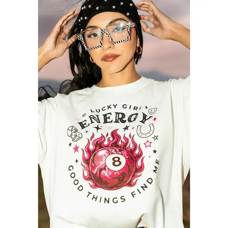 Lucky Girl Energy T-Shirt – Positive Manifestation Unisex Cotton Graphic Tee
