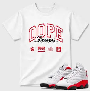 AJ 13 White and University Red Match Shirt, Shirt To Match AJ 13 Cherry Sneaker, Cherry 13 Shirt, Fashion Clothes, Unisex Shirt, Casual Everyday Wear