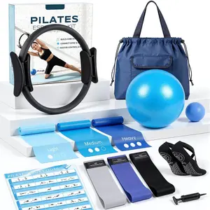 Pilates Equipment, Pilates Kit for Women Home Workouts, at Home Pilates Set with Pilates Ring, Pilates Ball, Long and Loop Resistance Bands, Pilates Socks,
