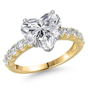 1.70 to 5.70 Cttw IGI Certified Lab Grown Diamond 2-Tone 14K White and Yellow Gold Engagement Ring For Women | Heart Shape | E-F | VS1-VS2 | Wedding Anniversary Ring