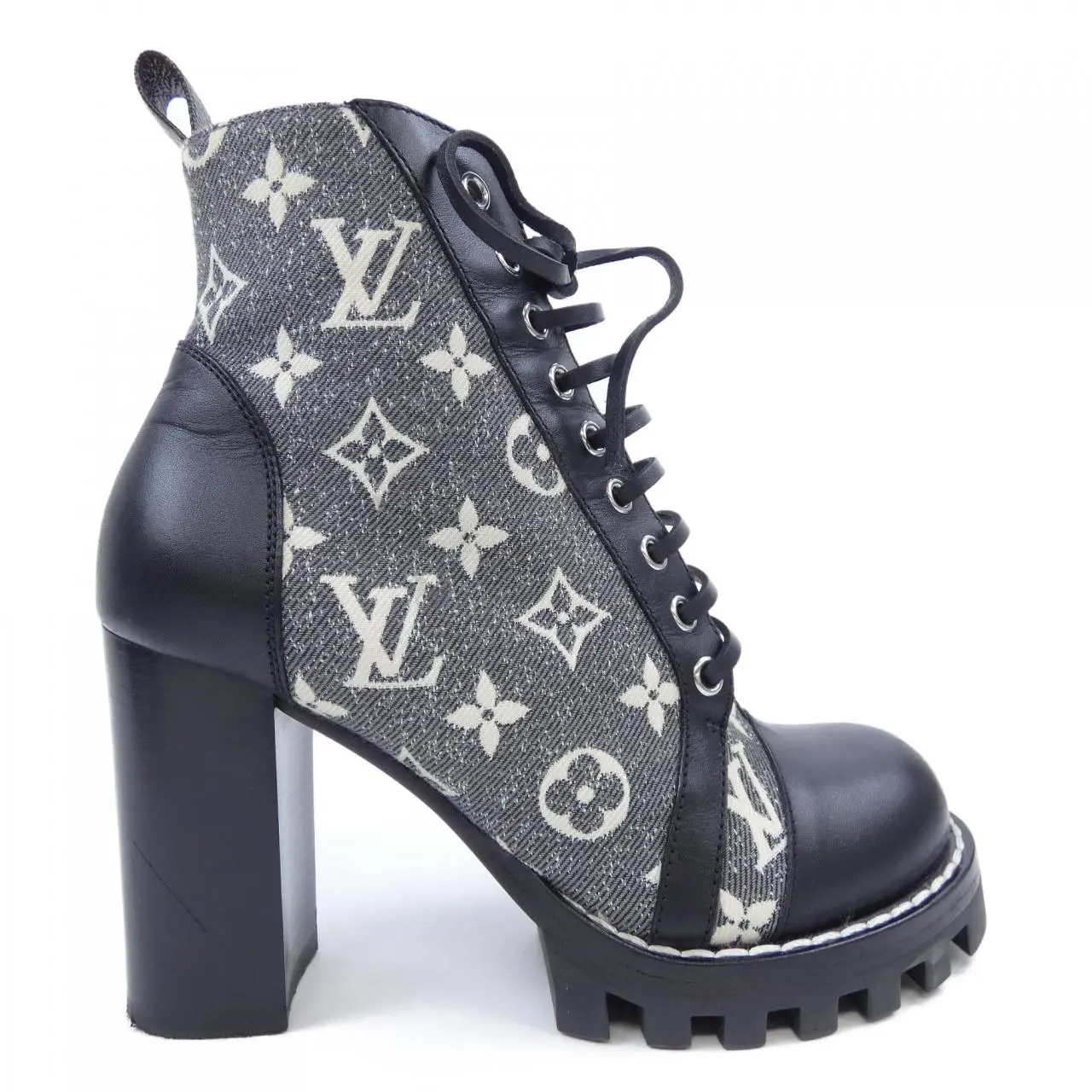 Pre-owned Louis Vuitton Denim Small Leather Goods Monogram Boots