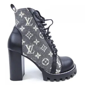 Pre-owned Louis Vuitton Denim Small Leather Goods Monogram Boots