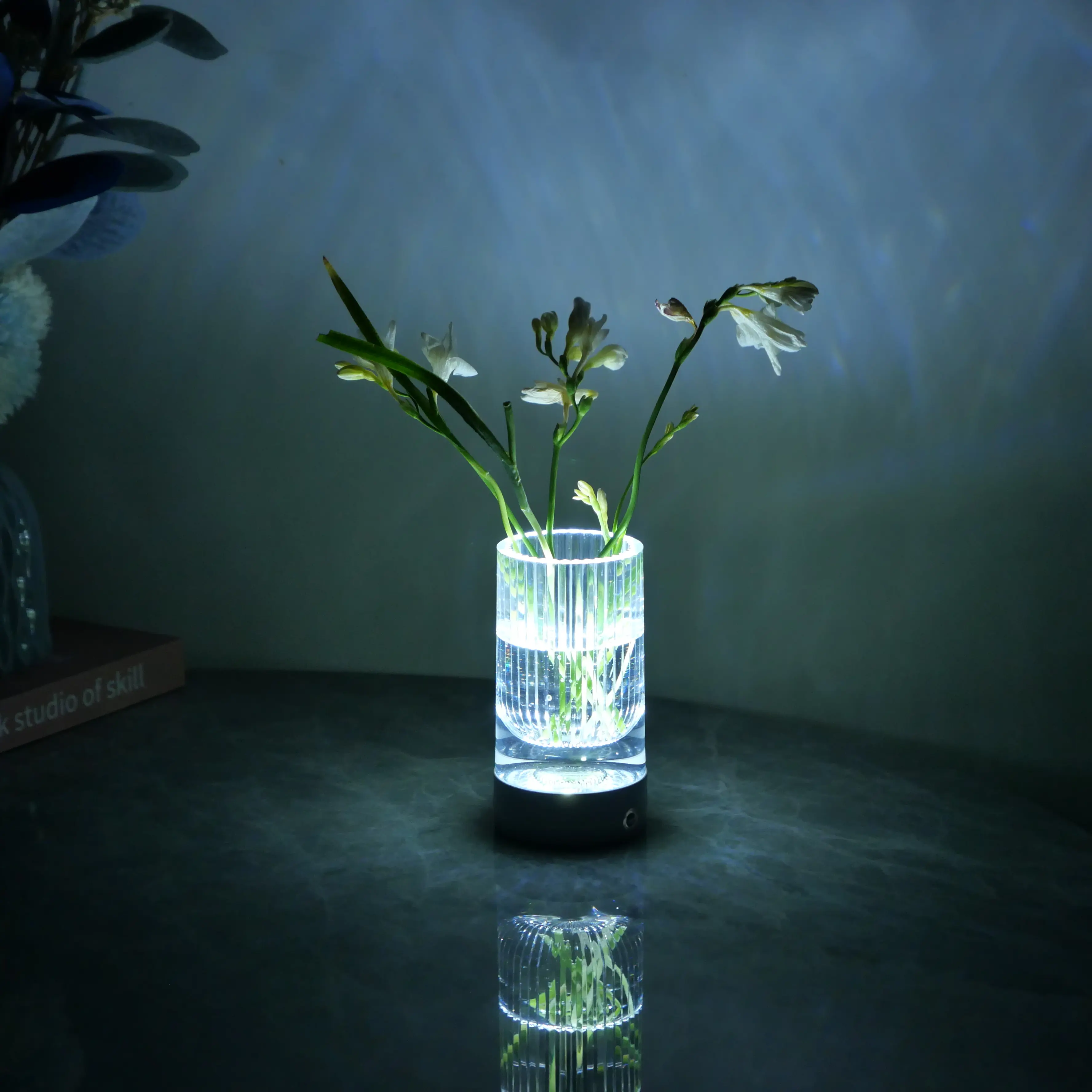 Luxury Crystal Vase Lamp, 8-Hour Battery Life, Touch Sensor Ambient Lighting, Romantic Bedroom Accessories for Home Decor & Gift-Giving (Festive Decorations)