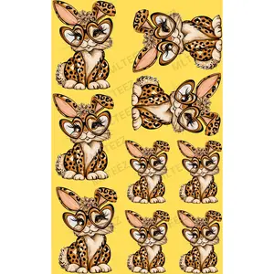 LEOPARD EASTER BUNNY (2) PREMADE GANGSHEET - 22X36 DTF TRANSFERS - DIRECT TO FILM