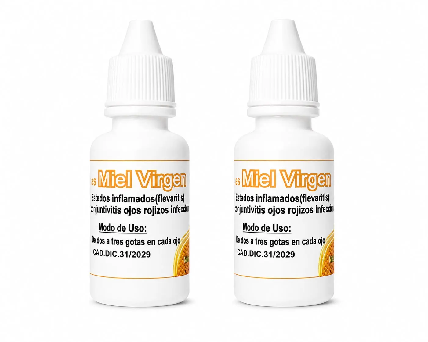 2 Pack Gotas de Miel Virgen Honey Drops Natural 0.5 Fl OZ
