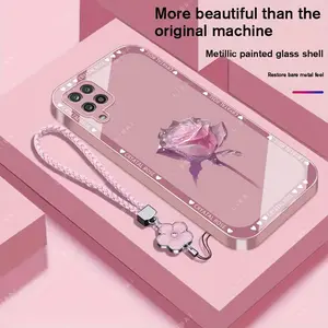 Suitable for [Galaxy A12] Brand new premium phone case,  Free four-leaf clover lanyard，drop-proof and fingerprint-resistant，simple and elegant design，multiple colors available YM99