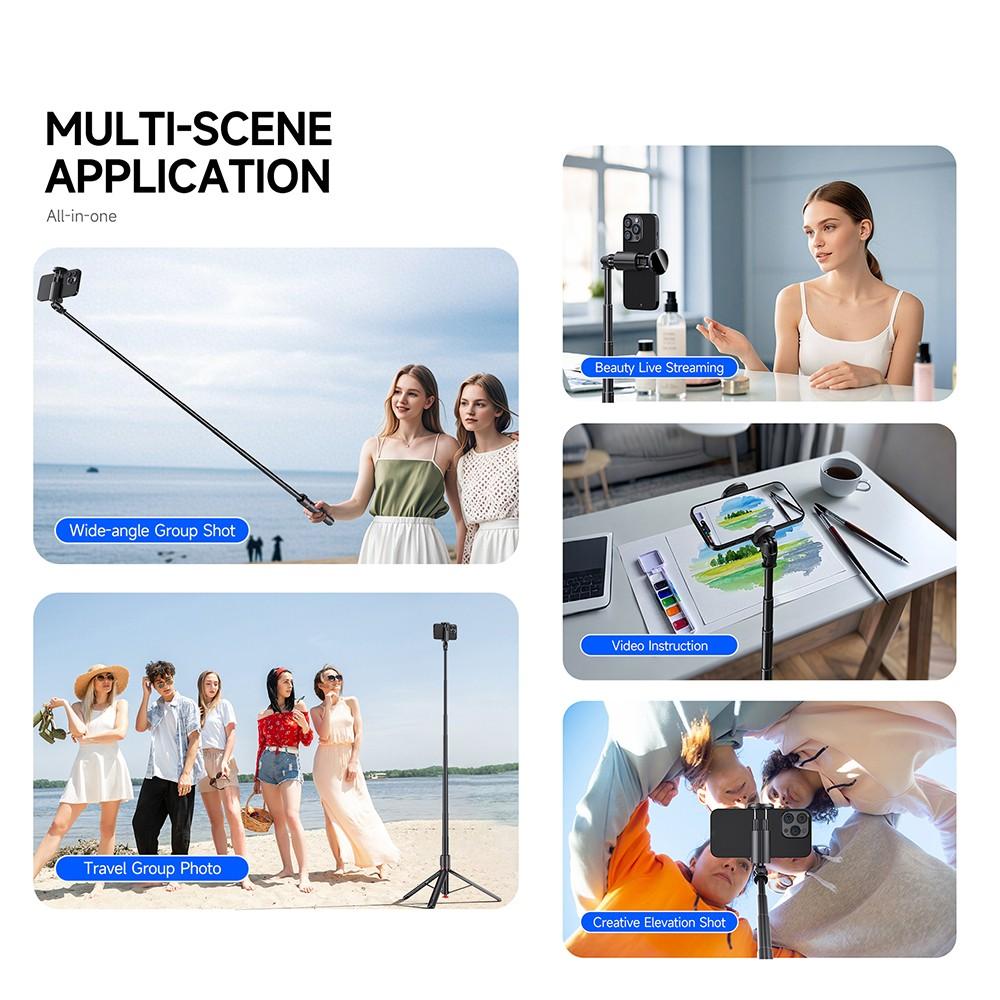 70" Auto-Open Selfie Stick Tripod with Remote Kit, 175mm(H) Telescopic Rod Aluminum Alloy, 360° Rotatable Stable Travel Portable Phone Holder Stand Mount for Vlog/Video Record/Live Stream, Universal fits for iPhone 17 16 15 Pro Max Samsung Galaxy Series 70" Auto-Open Selfie Stick Tripod with Remote Kit, 175mm(H) Telescopic Rod Aluminum Alloy, 360° Rotatable Stable Travel Portable Phone Holder Stand Mount for Vlog/Video Record/Live Stream, Universal fits for iPhone 17 16 15 Pro Max Samsung Galaxy Series