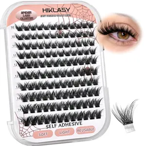 Self Adhesive Spider Lash Clusters Pre Glued Eyelashes 120pcs Wispy Lashes Extensions 10-14mm C Curve Strong Hold Cluster Lashes No Glue Needed Last A Day Press On Eyelash